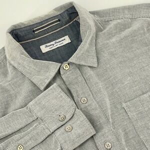 Tommy Bahama Coastline Cord Mens 2XLB Gray Long Sleeve Button Up Shirt Cotton